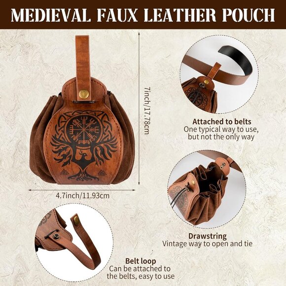 4 Pcs Halloween Medieval Costume Accessories, Including Faux Leather Arm Guards, - Picture 3 of 7